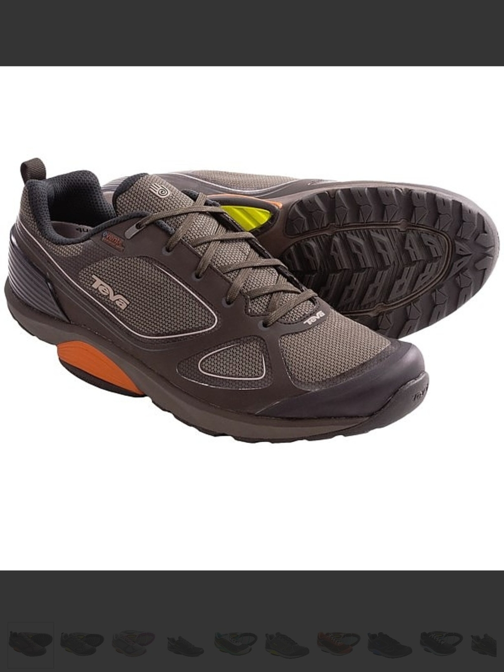 Teva Men's Brown and Gray Trail Sneakers with Orange Accent